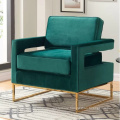 Home Stylish Trendy Furniture Gold Metal Chair Teal Velvet Fabric Armchair